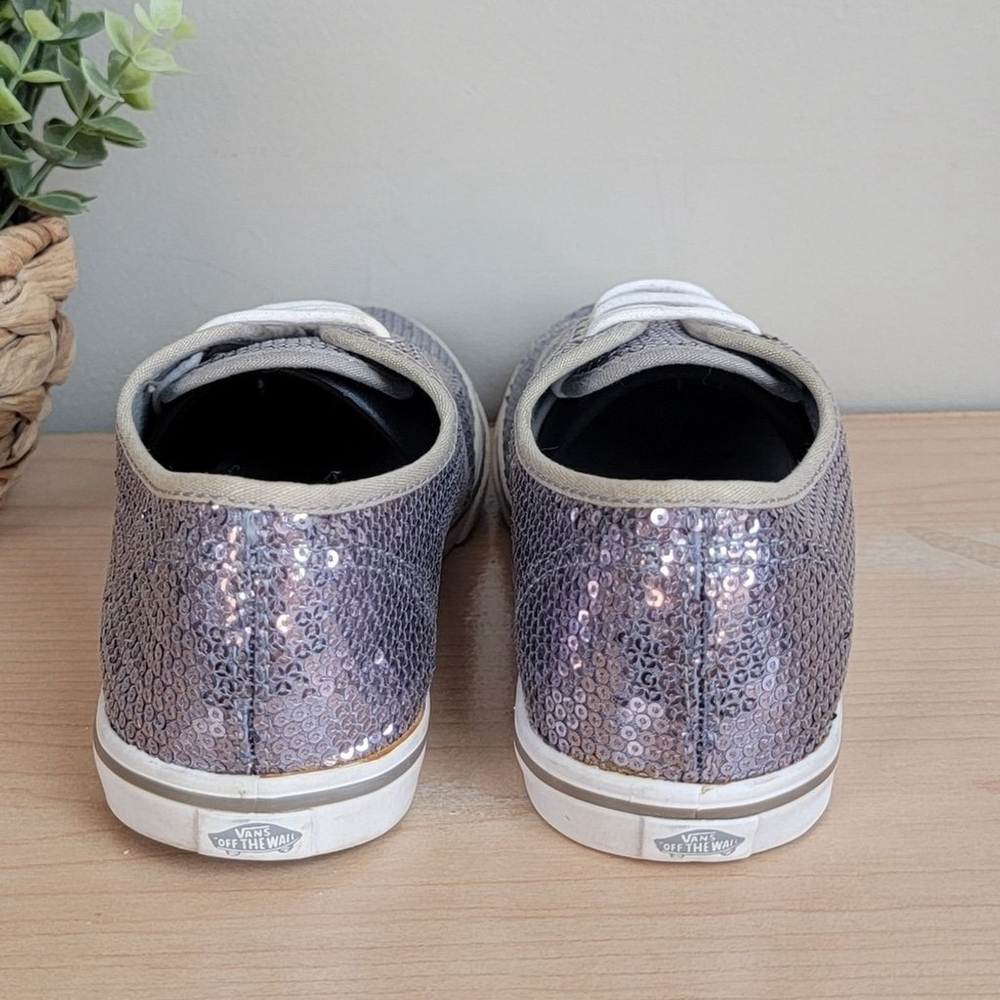 Vans Authentic Sequin Silver Lace Up Low Top Lo Pro Sneakers Shoes TB4R 6.5 - Picture 10 of 12